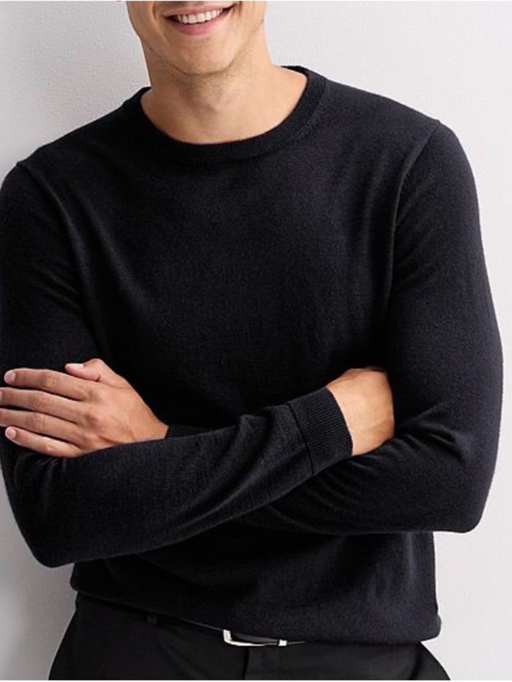 Men's Merino Long-Sleeve Crew Neck Sweater Black